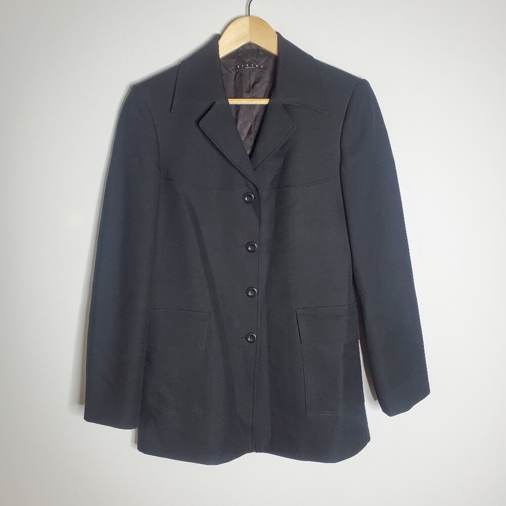 Sisley Vintage Black 4 Button long line blazer jacket Size 40 EU Great condition